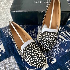 J Crew Leopard Calf Hair Cora Loafers